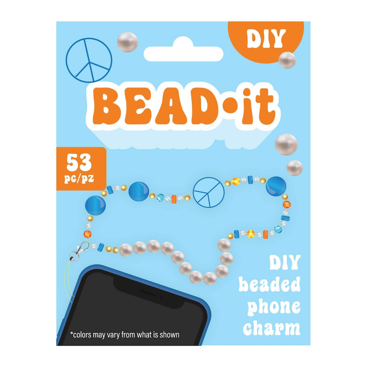 Bead It DIY Phone Charm Kit Peace Sign 53 Pieces